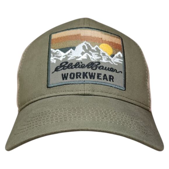 Eddie Bauer Trucker Hat Cap Mens Patch Hat Green Gorpcore Gorp Outdoor Hiking - Picture 1 of 5